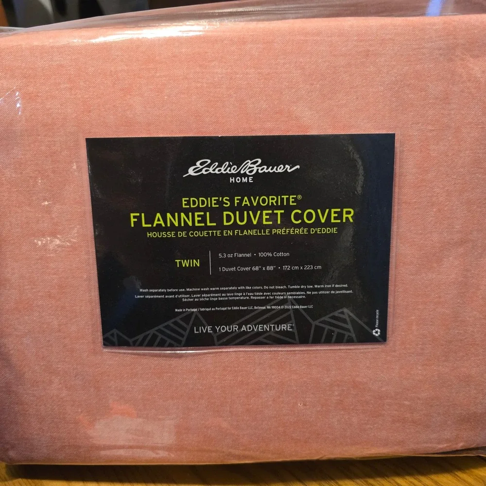 Eddie Bauer Flannel Duvet Cover Twin Apricot Eddie's Favorite 100% Cotton Cabin